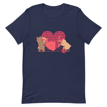 A cute illustration of two bears building and painting a heart, symbolising care, teamwork, and nurturing love. A sweet and playful design, perfect for Valentine’s Day and for anyone who believes love is something you create together.