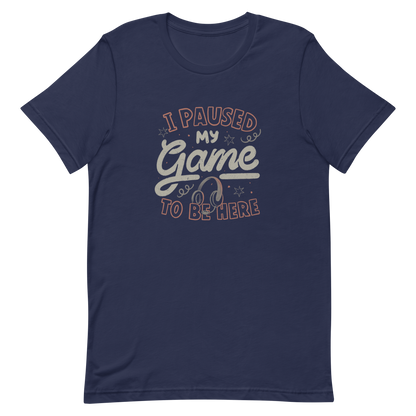 This design features the phrase “I Paused My Game To Be Here” in a bold vintage-style lettering with a headset illustration. It perfectly captures the eternal struggle between gaming and social life with a touch of humor. Ideal for gamers, streamers, and anyone who’d rather be playing.