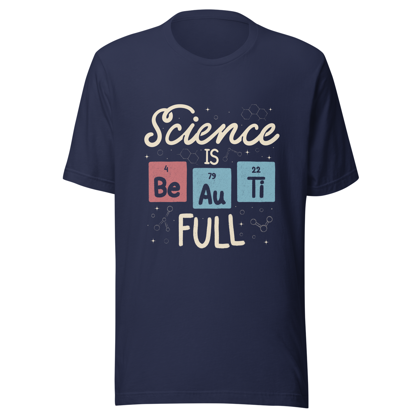 A lettering piece featuring the phrase "Science is Be Au Ti Full," with Be, Au, and Ti cleverly represented as chemical elements from the periodic table. A fun and playful artwork, perfect for anyone who loves science with a touch of humor.