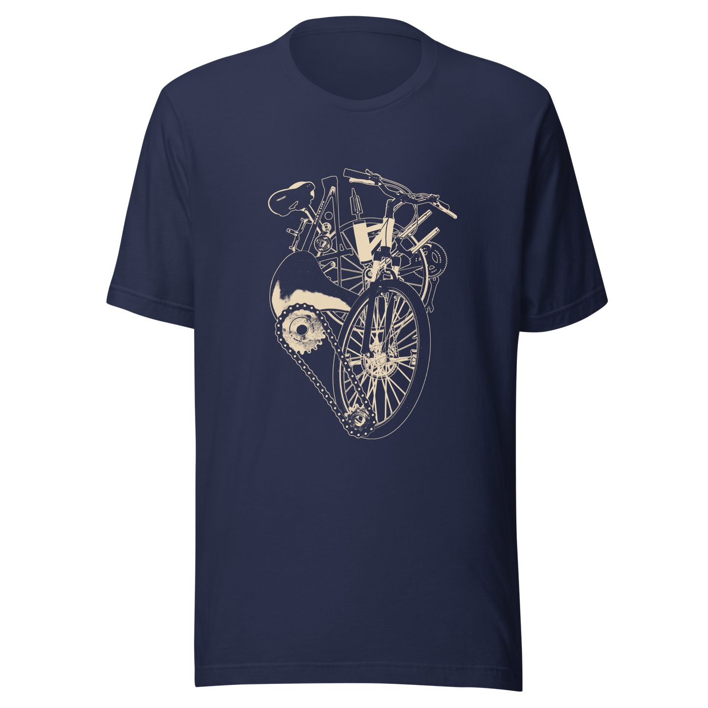 A single-colour artwork that forms an anatomical heart crafted entirely from bicycle parts, including wheels, handlebars, chains and other mechanical details. A clean and minimalist composition that blends creativity with a love for cycling. Perfect for cyclists, bike enthusiasts and anyone passionate about life on two wheels.