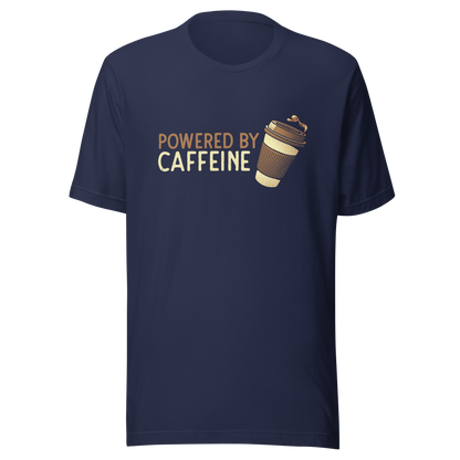 A steaming coffee cup tilts playfully beside the phrase “Powered by Caffeine,” written in bold, vintage-style lettering. This design perfectly captures the spirit of those who run entirely on coffee and determination. Ideal for caffeine lovers, coffee addicts and anyone who can’t start the day without their favorite brew.