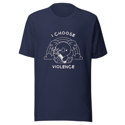 An adorable koala holding a stick of dynamite in front of a rainbow, paired with the phrase ‘I Choose Violence’. A playful mix of cuteness and dark irony, perfect for anyone who loves chaotic humor and bold, irreverent designs.