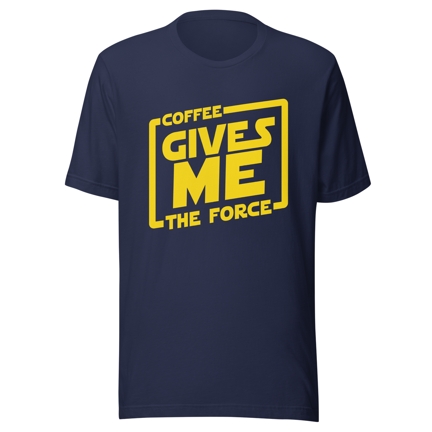 An artwork in yellow inspired by classic space adventure movies, featuring the phrase “Coffee Gives Me The Force”. A fun design for coffee lovers, sci-fi fans and anyone powered by caffeine and galaxy vibes.