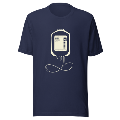 The artwork depicts an infusion pouch stylized as a full wine bag, with a detailed label in shades of cream. It plays on the idea that, for some, wine is almost like an essential fuel. Perfect for wine lovers and fans of sarcastic humor.