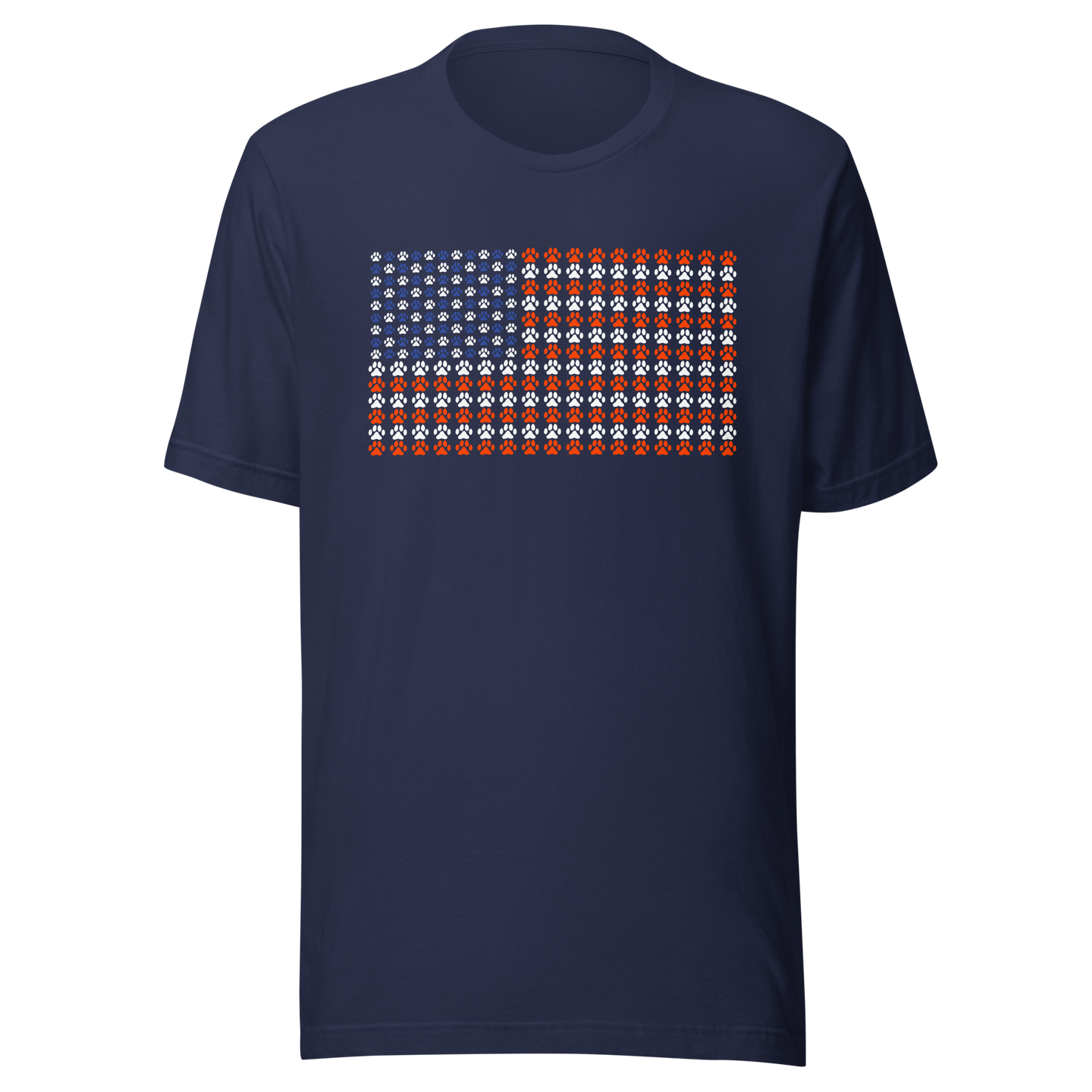 An artistic reinterpretation of the United States flag formed entirely by countless small paw prints. Blending patriotism with pet love, this creative design celebrates animal lovers, dogs, cats, and the special bond between people and their furry companions.