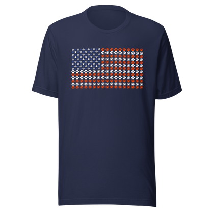 An artistic reinterpretation of the United States flag formed entirely by countless small paw prints. Blending patriotism with pet love, this creative design celebrates animal lovers, dogs, cats, and the special bond between people and their furry companions.