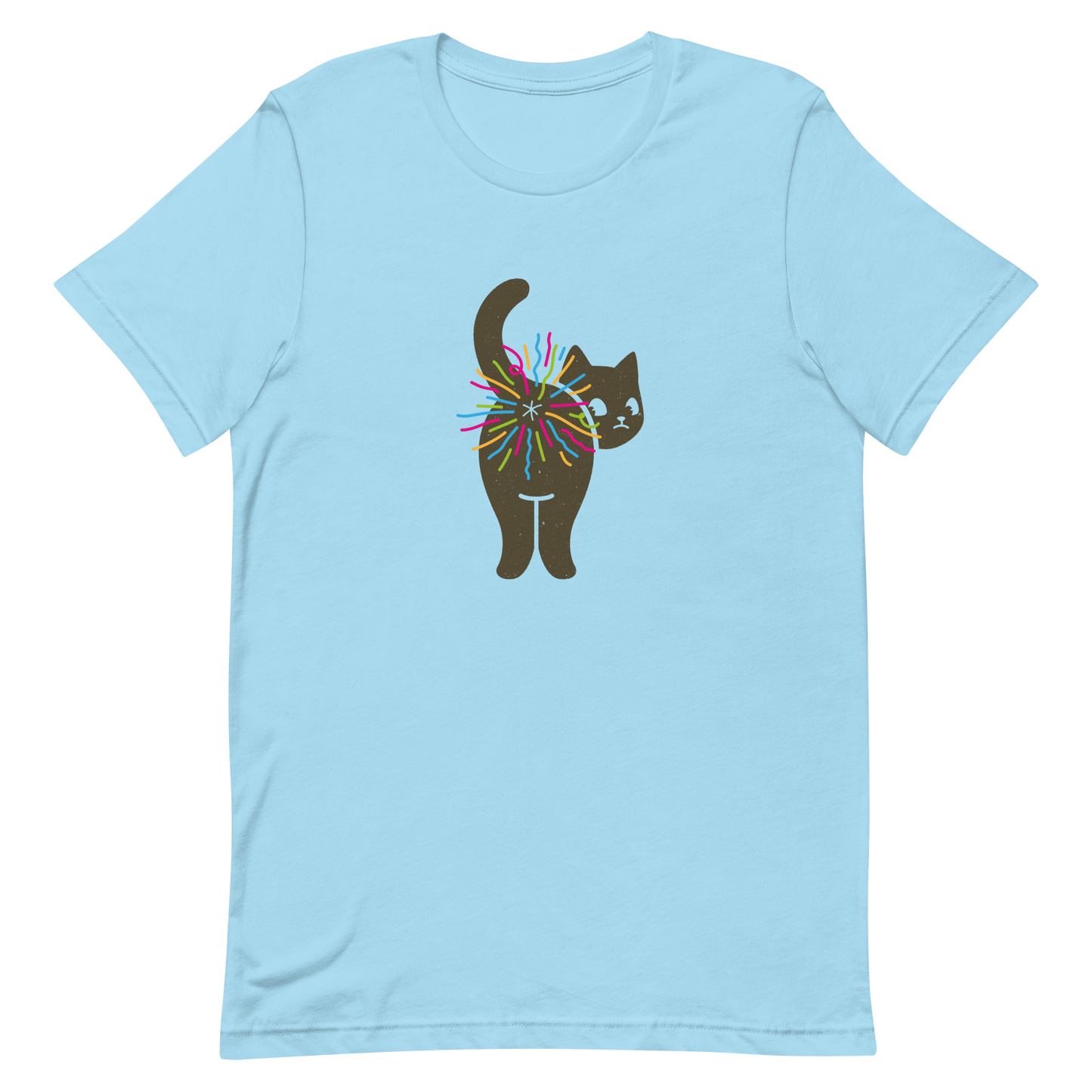 A black cat glances back while a rainbow bursts from its butt in a cheeky and colorful way. This artwork is a playful pun that turns a simple fart into a rainbow explosion of humor. Perfect for cat lovers, pun fans, and anyone who enjoys silly and quirky designs.