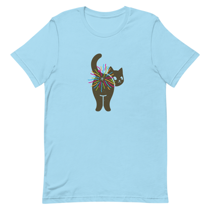 A black cat glances back while a rainbow bursts from its butt in a cheeky and colorful way. This artwork is a playful pun that turns a simple fart into a rainbow explosion of humor. Perfect for cat lovers, pun fans, and anyone who enjoys silly and quirky designs.