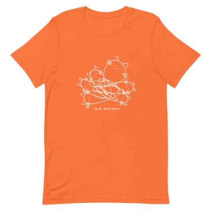 A group of cute kittens tangled in strings, as if playing with yarn. This design visually plays on the concept of "String Theory," blending science and humor. Ideal for cat lovers, science buffs, and anyone who enjoys fun and clever prints.