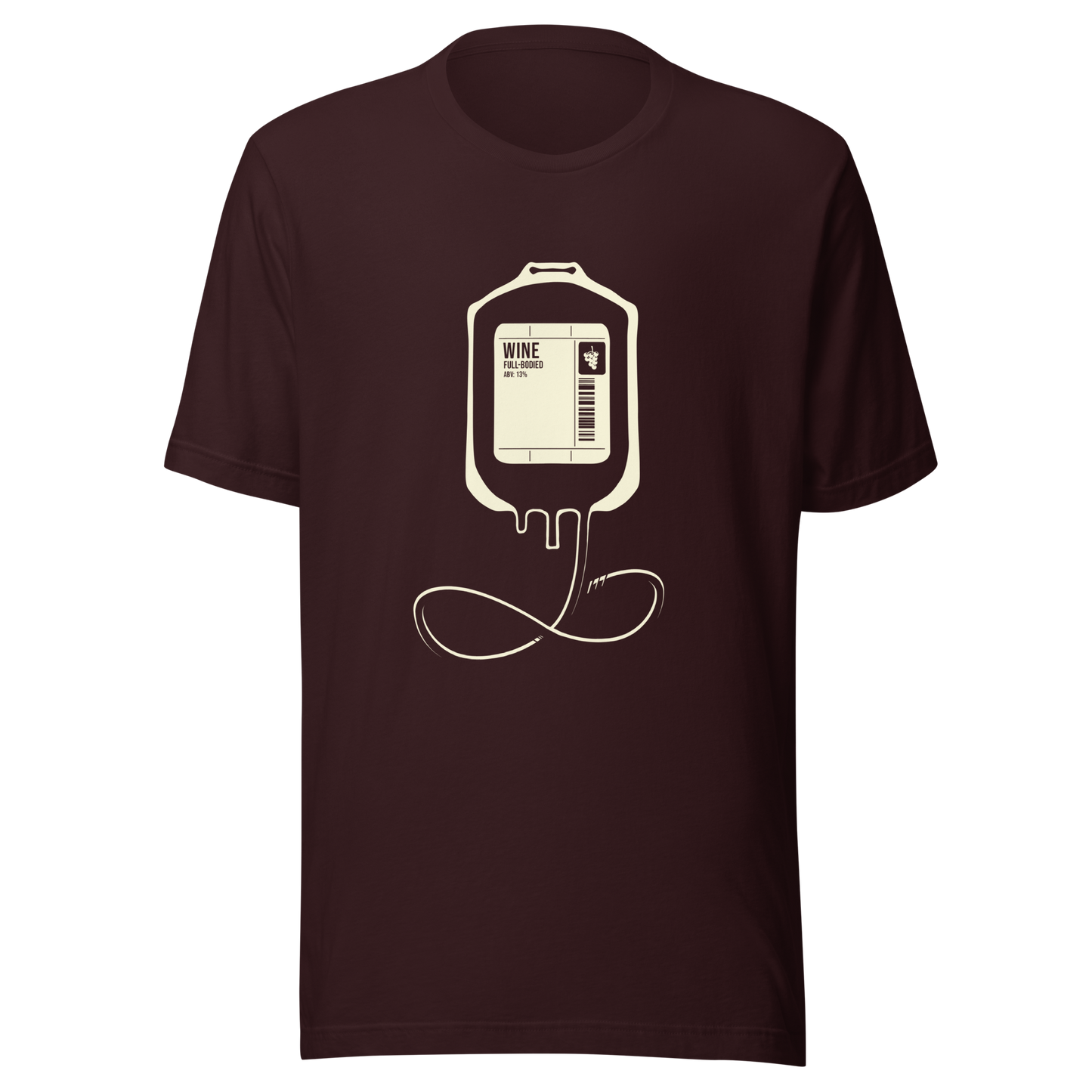 The artwork depicts an infusion pouch stylized as a full wine bag, with a detailed label in shades of cream. It plays on the idea that, for some, wine is almost like an essential fuel. Perfect for wine lovers and fans of sarcastic humor.