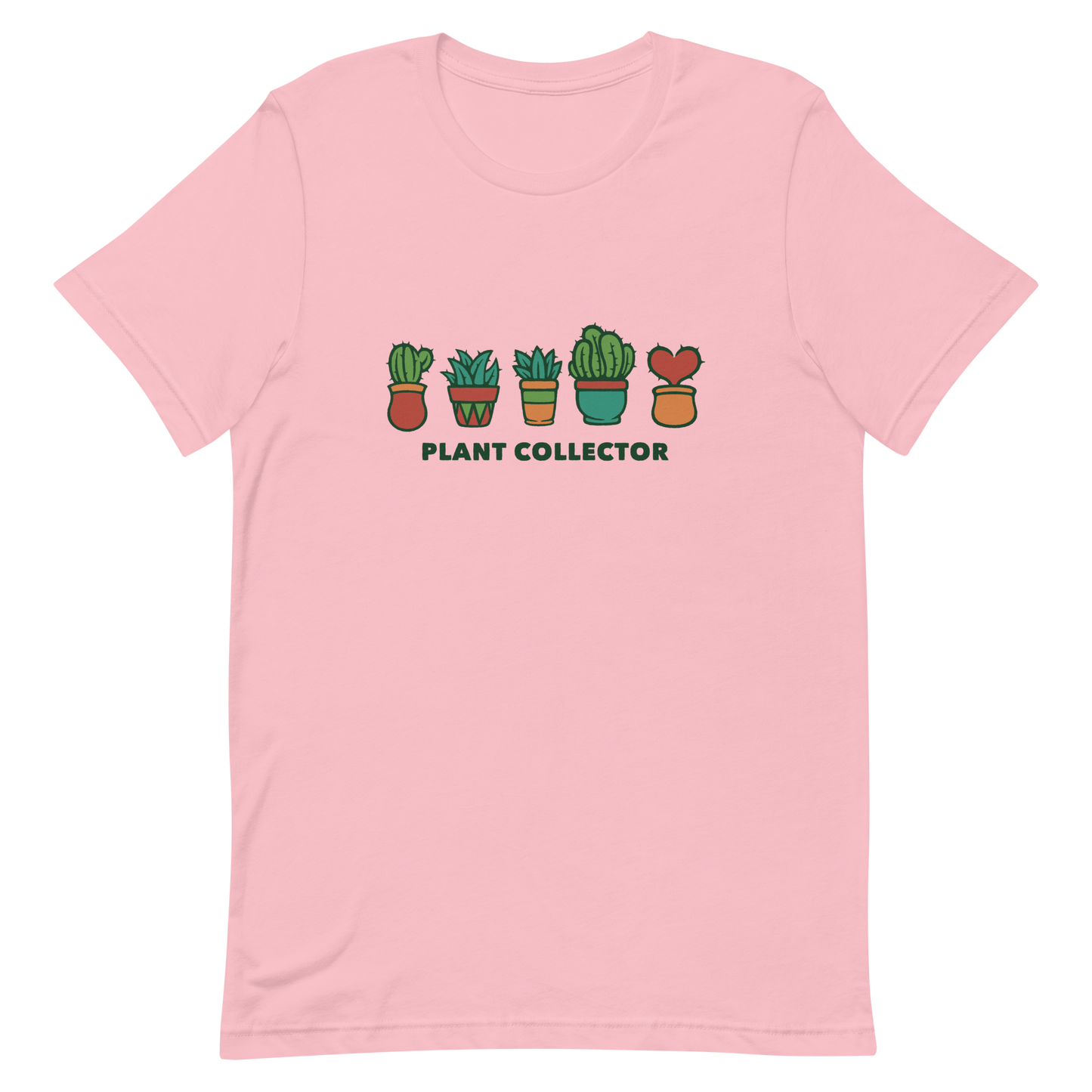 This cute illustration features five potted cacti, each from a different species, including one charming heart shaped cactus. The text “Plant Collector” below adds a playful touch, making it a perfect gift for plant lovers, gardeners, and anyone who can’t resist a little green in their life.