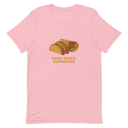 Two delicious tacos and a burrito with the phrase below "Food Truck Supporter". This design celebrates the love of street food and the joy of discovering amazing flavors on wheels. Perfect for Mexican food lovers, taco fans, and anyone who proudly supports local food trucks.