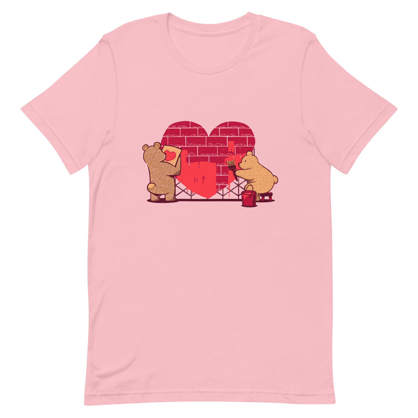 A cute illustration of two bears building and painting a heart, symbolising care, teamwork, and nurturing love. A sweet and playful design, perfect for Valentine’s Day and for anyone who believes love is something you create together.
