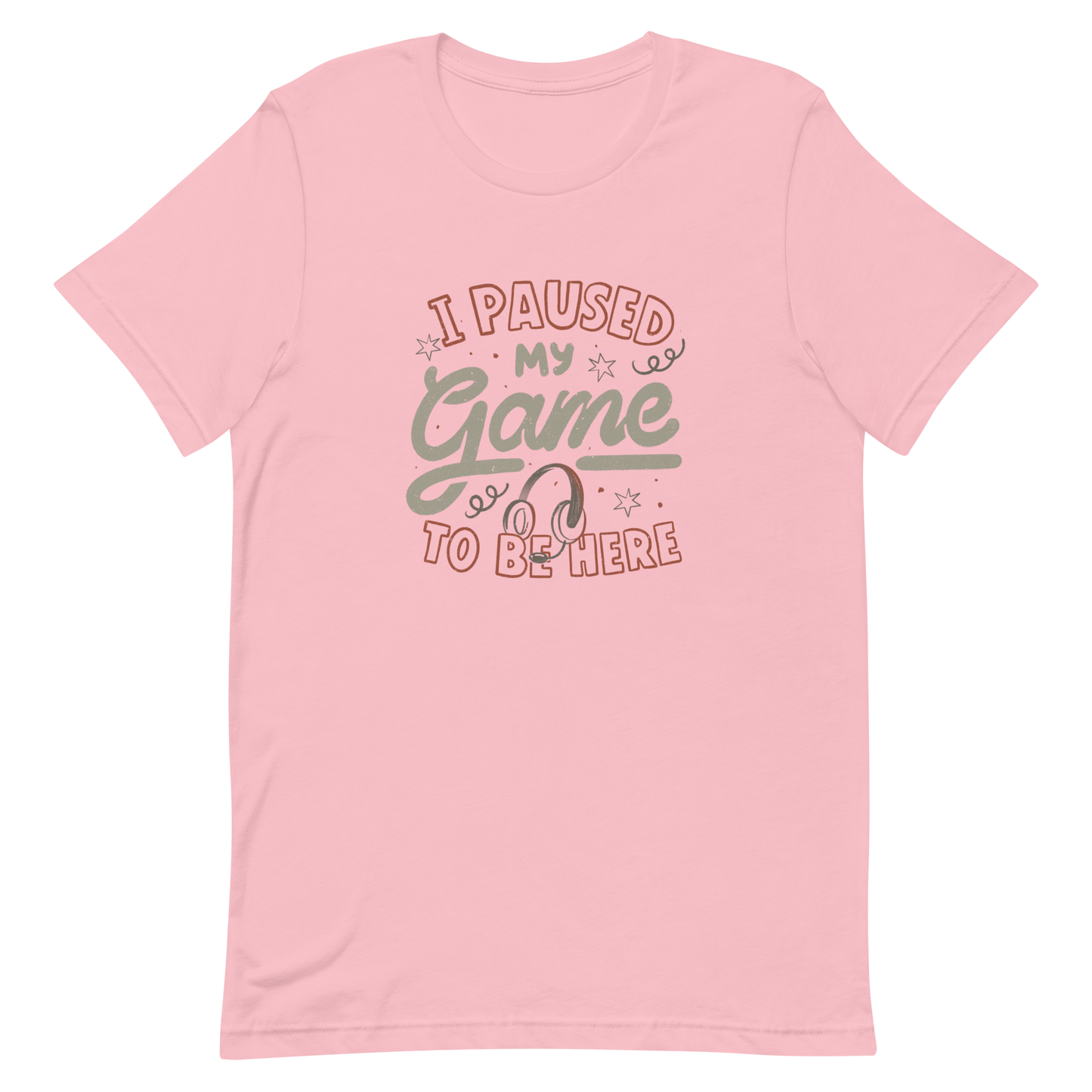 This design features the phrase “I Paused My Game To Be Here” in a bold vintage-style lettering with a headset illustration. It perfectly captures the eternal struggle between gaming and social life with a touch of humor. Ideal for gamers, streamers, and anyone who’d rather be playing.