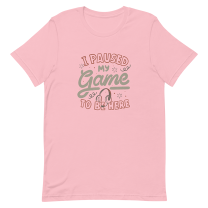 This design features the phrase “I Paused My Game To Be Here” in a bold vintage-style lettering with a headset illustration. It perfectly captures the eternal struggle between gaming and social life with a touch of humor. Ideal for gamers, streamers, and anyone who’d rather be playing.