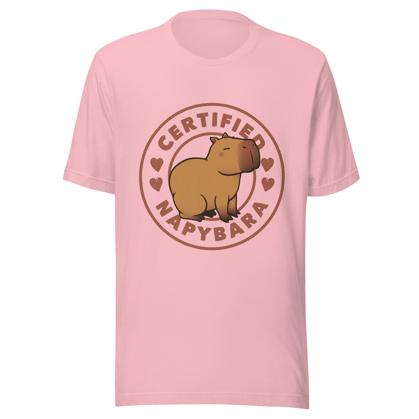 An art piece in warm beige and brown tones featuring a relaxed, sleepy capybara sitting peacefully beside the phrase “Certified Napybara”. A cozy, humorous design perfect for anyone who relates to slow days, loves capybaras, and fully embraces the art of taking naps.