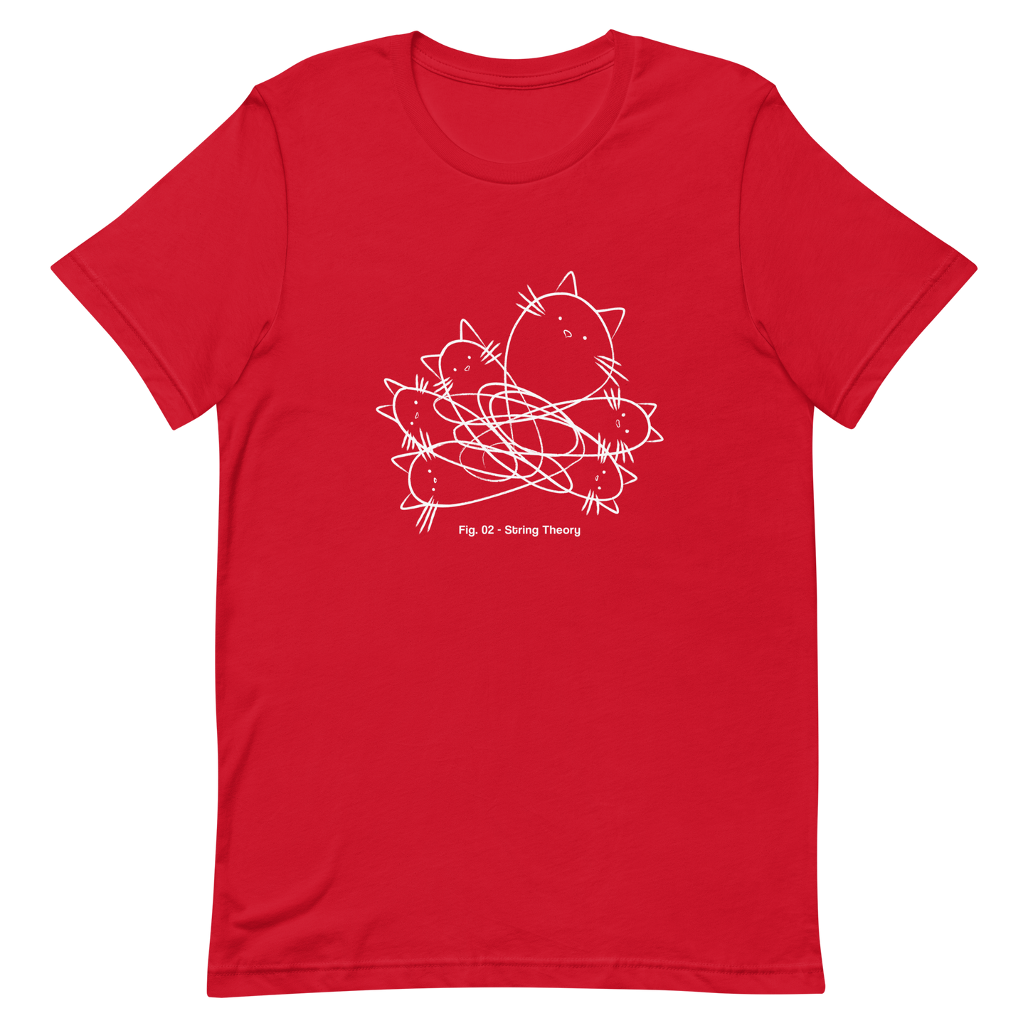 A group of cute kittens tangled in strings, as if playing with yarn. This design visually plays on the concept of "String Theory," blending science and humor. Ideal for cat lovers, science buffs, and anyone who enjoys fun and clever prints.
