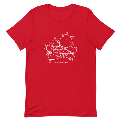 A group of cute kittens tangled in strings, as if playing with yarn. This design visually plays on the concept of "String Theory," blending science and humor. Ideal for cat lovers, science buffs, and anyone who enjoys fun and clever prints.