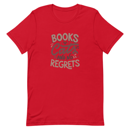 A stylish lettering with the phrase "Books, Cats, and No Regrets," decorated with hearts and cute details, conveys the idea that books and cats are all we need for a happy, regret-free life. Perfect for book lovers and cat lovers who enjoy prints full of personality.