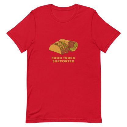 Two delicious tacos and a burrito with the phrase below "Food Truck Supporter". This design celebrates the love of street food and the joy of discovering amazing flavors on wheels. Perfect for Mexican food lovers, taco fans, and anyone who proudly supports local food trucks.