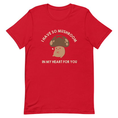 A chubby mushroom with a big smile and a tiny heart sits happily under the phrase “I have so mushroom in my heart for you”. This playful pun combines cuteness and affection in the most charming way possible. Perfect for nature lovers, pun fans, and anyone who enjoys a touch of adorable humor.