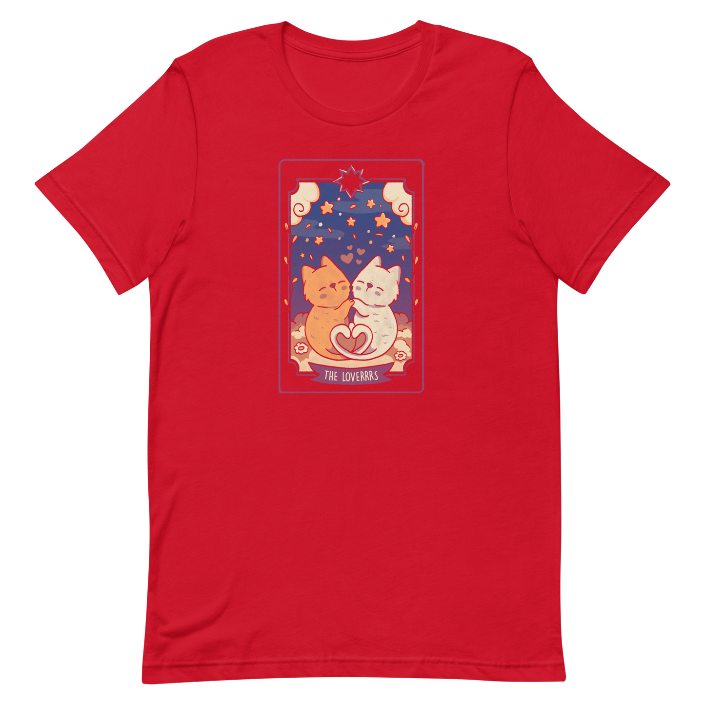A charming tarot card featuring two adorable kittens snuggled together, their tails forming a heart shape. Below the kittens, you'll find the text "The Lovers" beautifully written. This delightful card makes for a wonderful gift for mystics who adore kittens and enjoy the world of tarot.