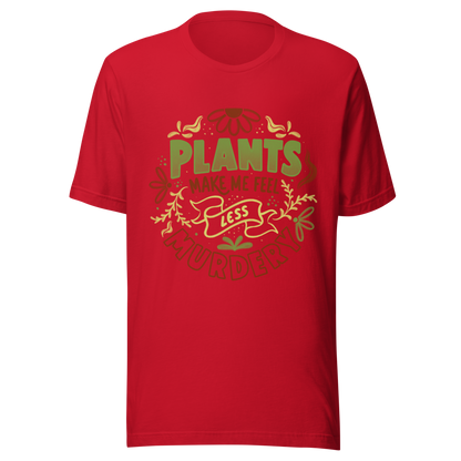 This design features leaves and flowers surrounding the bold and humorous phrase ‘Plants Make Me Feel Less Murdery’. It blends cute imagery with acerbic humour, capturing the idea that plants can soothe even the most chaotic moods. Ideal for plant parents who appreciate a clever and slightly sarcastic take on emotional honesty.