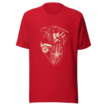 A single-colour artwork that forms an anatomical heart crafted entirely from bicycle parts, including wheels, handlebars, chains and other mechanical details. A clean and minimalist composition that blends creativity with a love for cycling. Perfect for cyclists, bike enthusiasts and anyone passionate about life on two wheels.