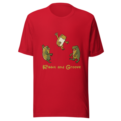 Three frogs dancing as if performing a ritual, with ‘Ribbit and Groove’ written below. A playful design that mixes humor and frogs. Perfect for frog lovers, music fans, and anyone who enjoys fun prints.