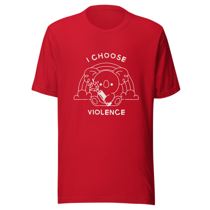 An adorable koala holding a stick of dynamite in front of a rainbow, paired with the phrase ‘I Choose Violence’. A playful mix of cuteness and dark irony, perfect for anyone who loves chaotic humor and bold, irreverent designs.