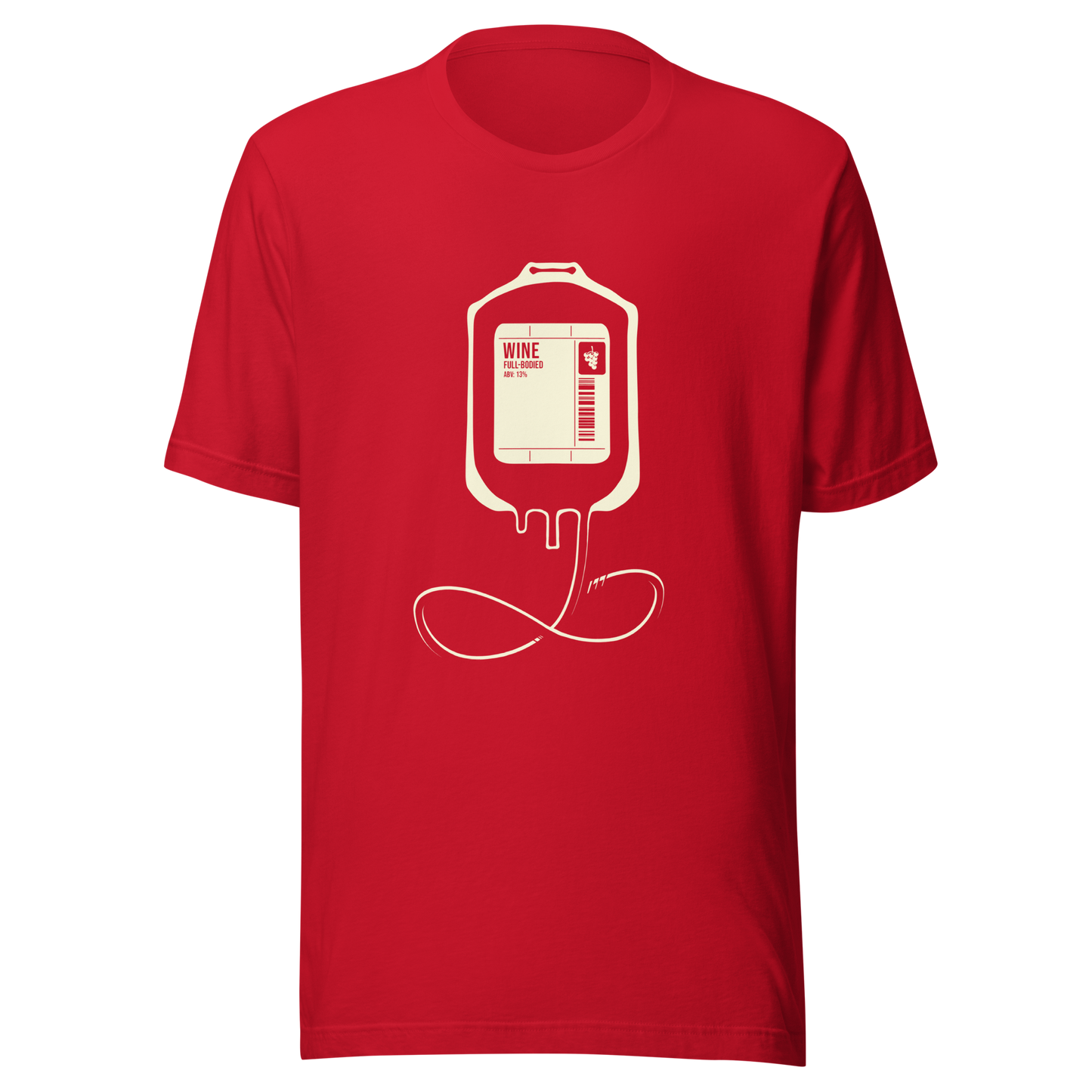 The artwork depicts an infusion pouch stylized as a full wine bag, with a detailed label in shades of cream. It plays on the idea that, for some, wine is almost like an essential fuel. Perfect for wine lovers and fans of sarcastic humor.