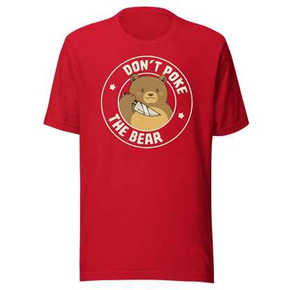 A cute bear with a dark twist, holding a knife and surrounded by the phrase “Don’t Poke The Bear”. This edgy yet adorable design plays with the contrast between sweetness and menace, making it perfect for fans of dark humour, bold artwork and ironic animal illustrations.