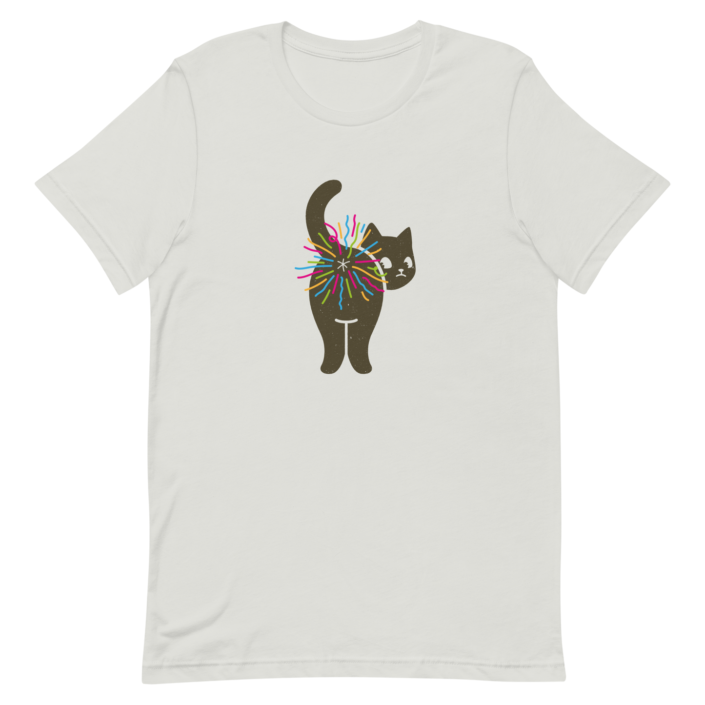 A black cat glances back while a rainbow bursts from its butt in a cheeky and colorful way. This artwork is a playful pun that turns a simple fart into a rainbow explosion of humor. Perfect for cat lovers, pun fans, and anyone who enjoys silly and quirky designs.