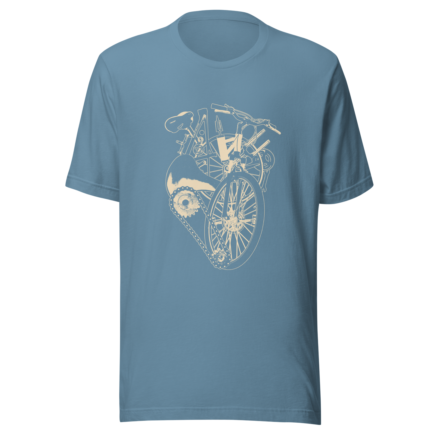 A single-colour artwork that forms an anatomical heart crafted entirely from bicycle parts, including wheels, handlebars, chains and other mechanical details. A clean and minimalist composition that blends creativity with a love for cycling. Perfect for cyclists, bike enthusiasts and anyone passionate about life on two wheels.