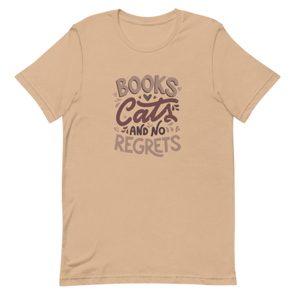 A stylish lettering with the phrase "Books, Cats, and No Regrets," decorated with hearts and cute details, conveys the idea that books and cats are all we need for a happy, regret-free life. Perfect for book lovers and cat lovers who enjoy prints full of personality.