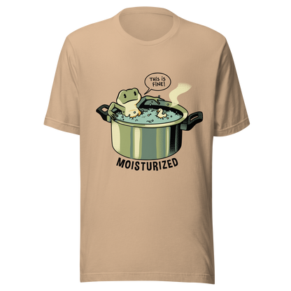 A relaxing frog enjoys a bath in a pot of boiling water while calmly saying, “This is fine”. This artwork combines sarcastic humor with an unexpectedly relaxed vibe. Perfect for frog lovers, memes, irony, and a touch of playful absurdity.