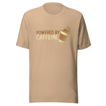 A steaming coffee cup tilts playfully beside the phrase “Powered by Caffeine,” written in bold, vintage-style lettering. This design perfectly captures the spirit of those who run entirely on coffee and determination. Ideal for caffeine lovers, coffee addicts and anyone who can’t start the day without their favorite brew.