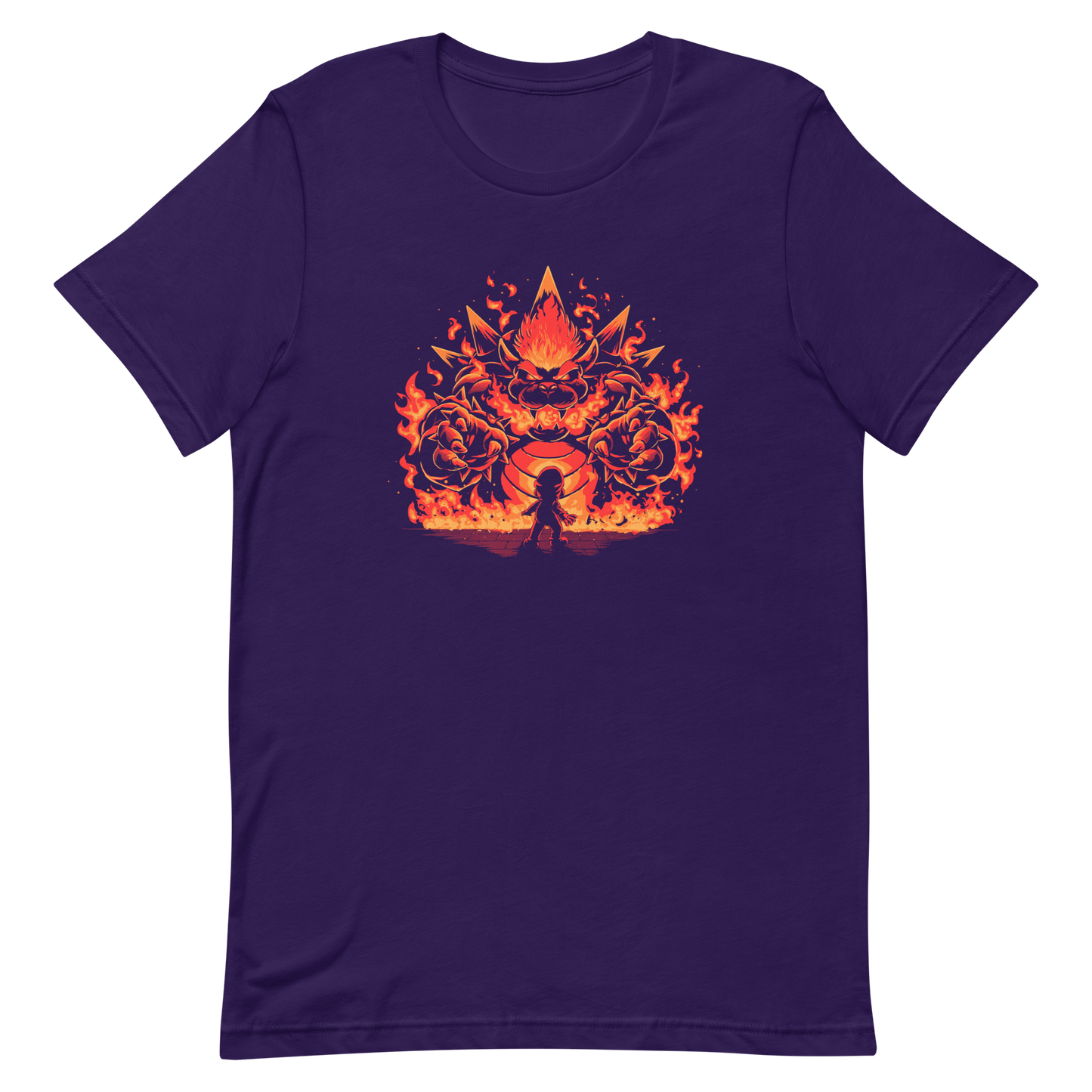 A tiny hero faces a furious, flaming boss way out of his pay grade. Explosive action, fiery humor, and a nod to those epic final battles in classic games.