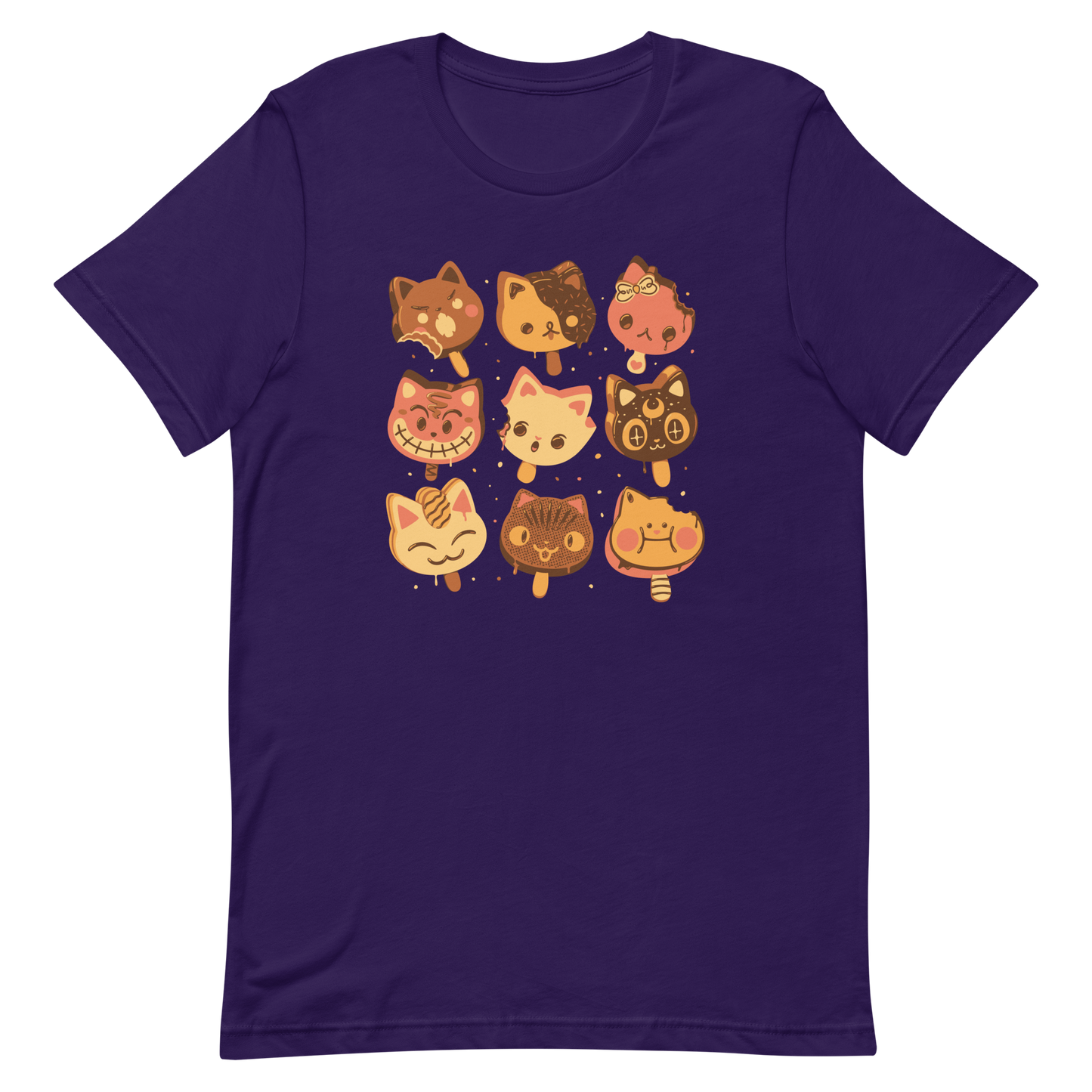 Nine kawaii-style popsicle cats, each with different expressions and toppings, blending cuteness and fun. This artwork combines the love of cats and sweets in an irresistible and creative design. Perfect for cat lovers and kawaii fans.
