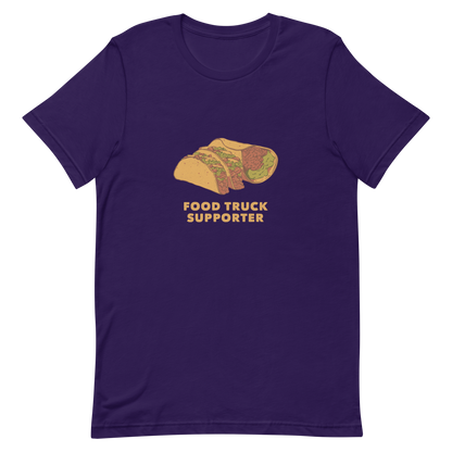 Two delicious tacos and a burrito with the phrase below "Food Truck Supporter". This design celebrates the love of street food and the joy of discovering amazing flavors on wheels. Perfect for Mexican food lovers, taco fans, and anyone who proudly supports local food trucks.