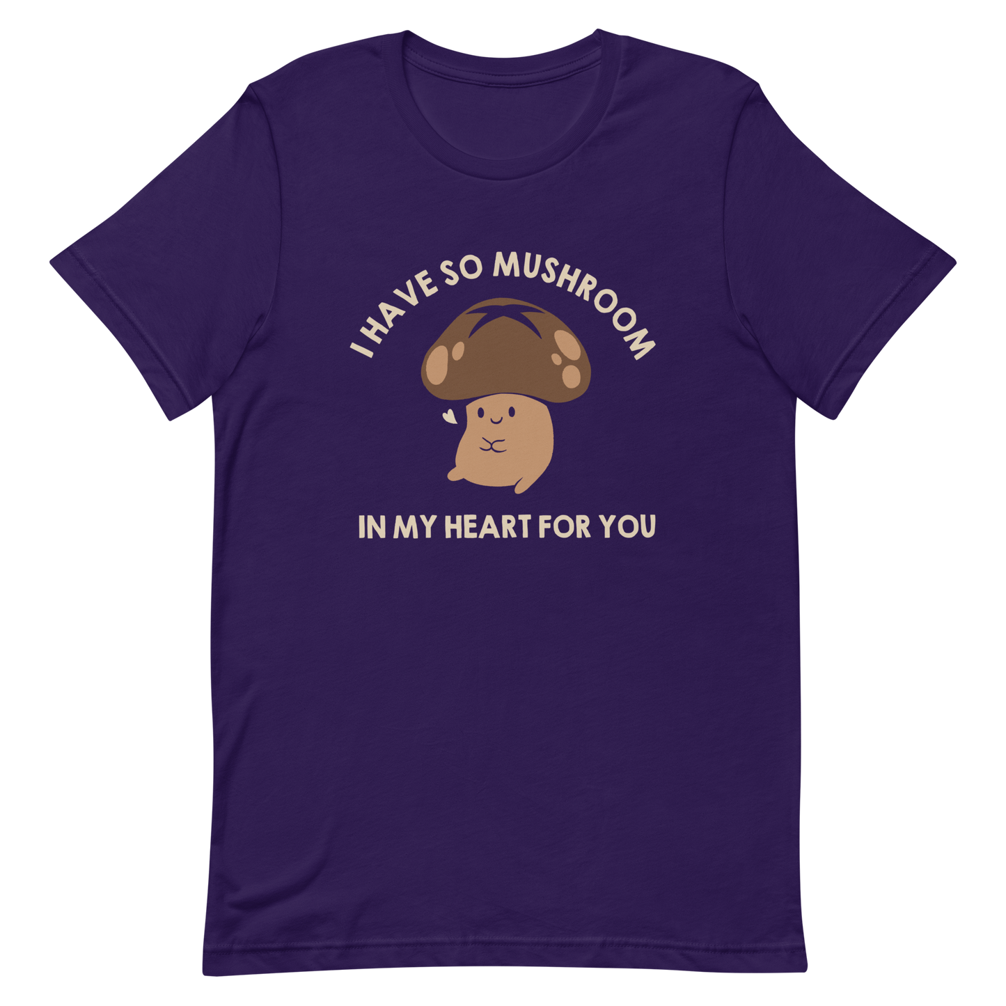 A chubby mushroom with a big smile and a tiny heart sits happily under the phrase “I have so mushroom in my heart for you”. This playful pun combines cuteness and affection in the most charming way possible. Perfect for nature lovers, pun fans, and anyone who enjoys a touch of adorable humor.