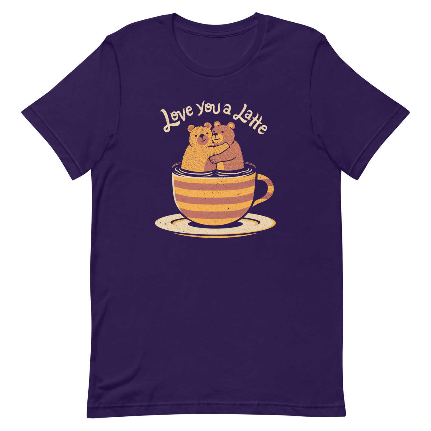 A cute Valentine’s Day illustration featuring two teddy bears hugging inside a cup of black coffee, paired with the phrase “I Love You a Latte”. A sweet and cosy design for coffee lovers, bear fans, and anyone who enjoys playful, romantic humour.

