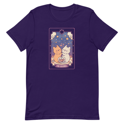 A charming tarot card featuring two adorable kittens snuggled together, their tails forming a heart shape. Below the kittens, you'll find the text "The Lovers" beautifully written. This delightful card makes for a wonderful gift for mystics who adore kittens and enjoy the world of tarot.