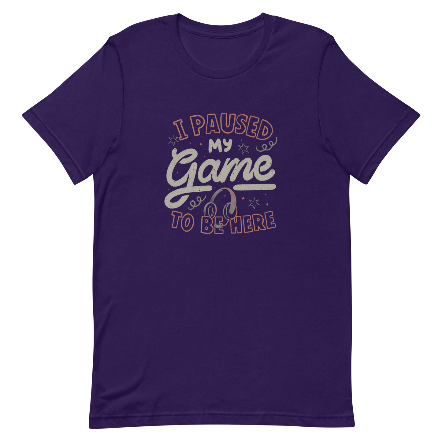 This design features the phrase “I Paused My Game To Be Here” in a bold vintage-style lettering with a headset illustration. It perfectly captures the eternal struggle between gaming and social life with a touch of humor. Ideal for gamers, streamers, and anyone who’d rather be playing.