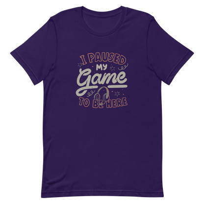 This design features the phrase “I Paused My Game To Be Here” in a bold vintage-style lettering with a headset illustration. It perfectly captures the eternal struggle between gaming and social life with a touch of humor. Ideal for gamers, streamers, and anyone who’d rather be playing.