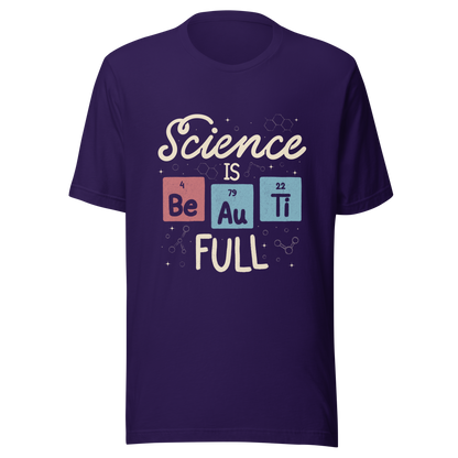 A lettering piece featuring the phrase "Science is Be Au Ti Full," with Be, Au, and Ti cleverly represented as chemical elements from the periodic table. A fun and playful artwork, perfect for anyone who loves science with a touch of humor.
