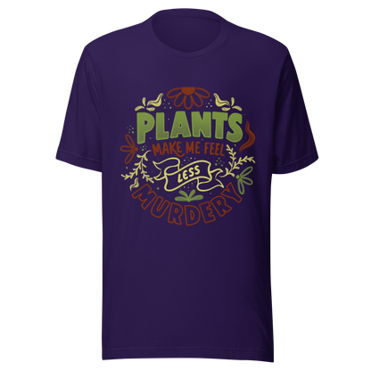 This design features leaves and flowers surrounding the bold and humorous phrase ‘Plants Make Me Feel Less Murdery’. It blends cute imagery with acerbic humour, capturing the idea that plants can soothe even the most chaotic moods. Ideal for plant parents who appreciate a clever and slightly sarcastic take on emotional honesty.