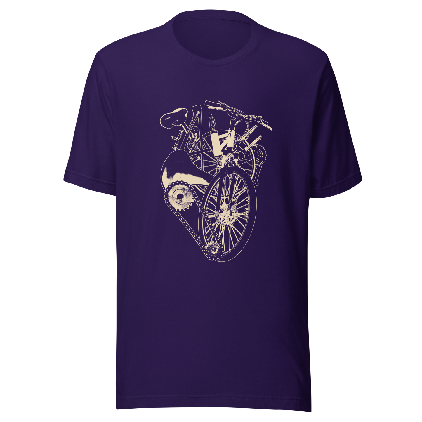 A single-colour artwork that forms an anatomical heart crafted entirely from bicycle parts, including wheels, handlebars, chains and other mechanical details. A clean and minimalist composition that blends creativity with a love for cycling. Perfect for cyclists, bike enthusiasts and anyone passionate about life on two wheels.
