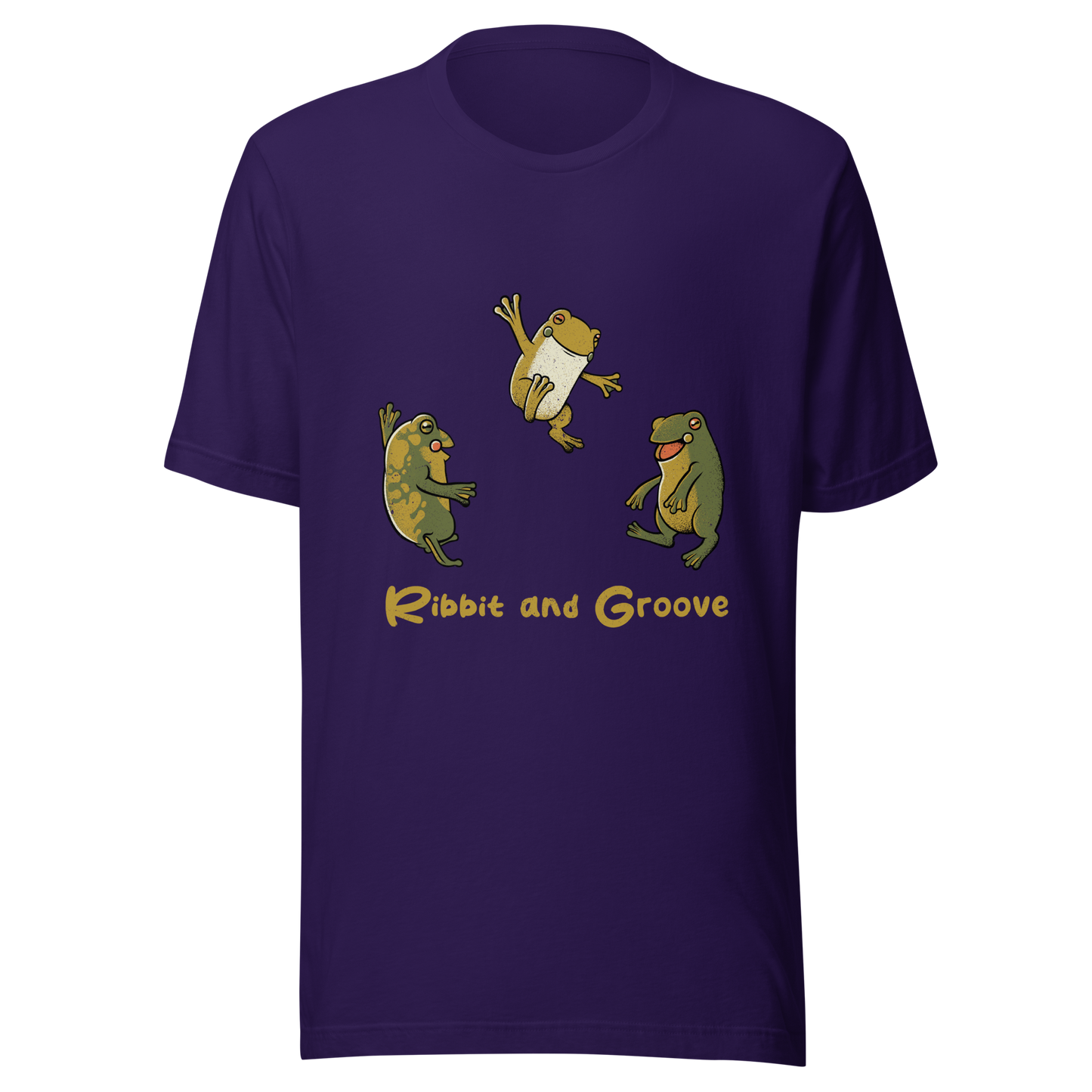 Three frogs dancing as if performing a ritual, with ‘Ribbit and Groove’ written below. A playful design that mixes humor and frogs. Perfect for frog lovers, music fans, and anyone who enjoys fun prints.