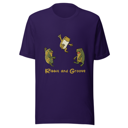 Three frogs dancing as if performing a ritual, with ‘Ribbit and Groove’ written below. A playful design that mixes humor and frogs. Perfect for frog lovers, music fans, and anyone who enjoys fun prints.